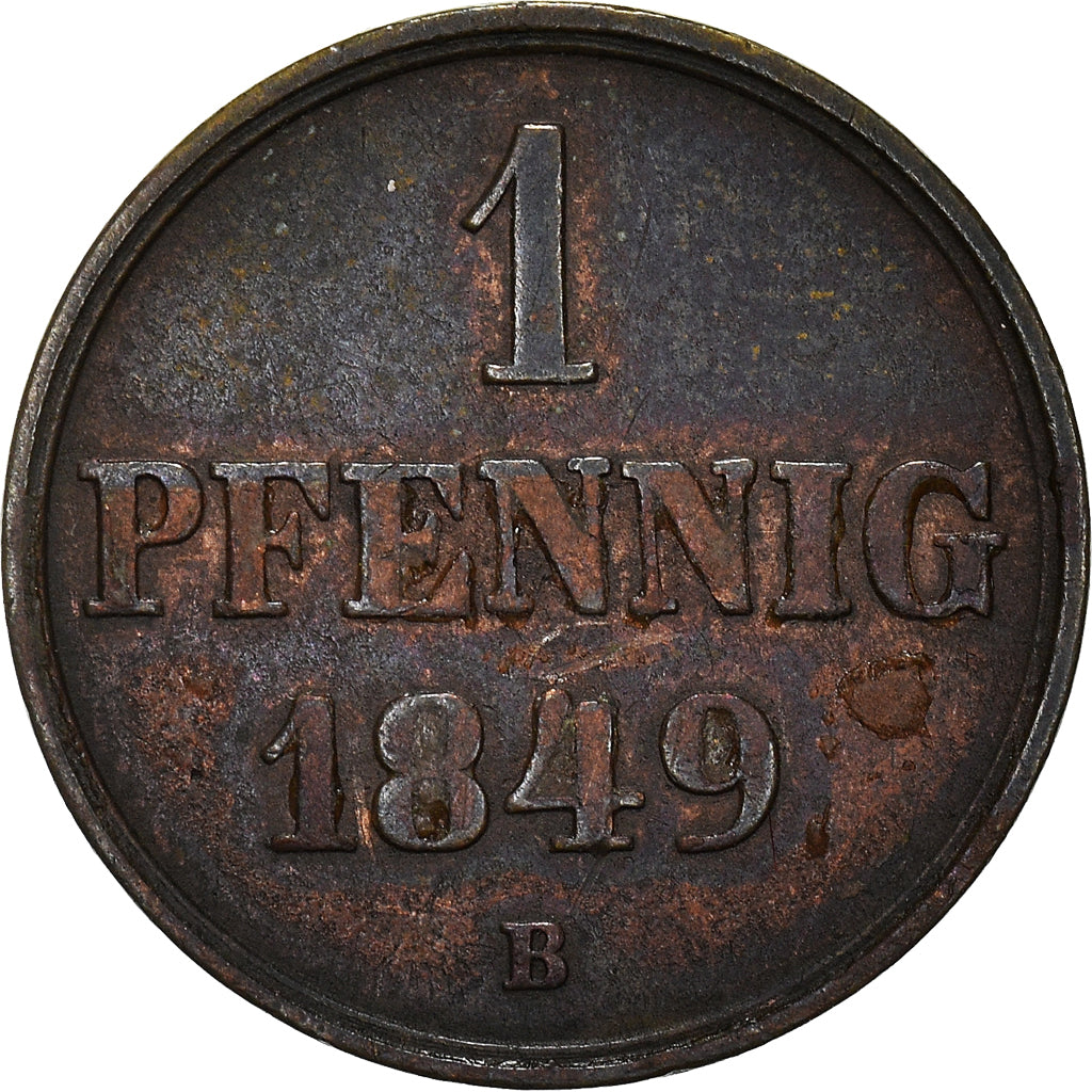 Moneta, Stati tedeschi, HANNOVER, Ernst August, Pfennig, 1849, BB, Rame