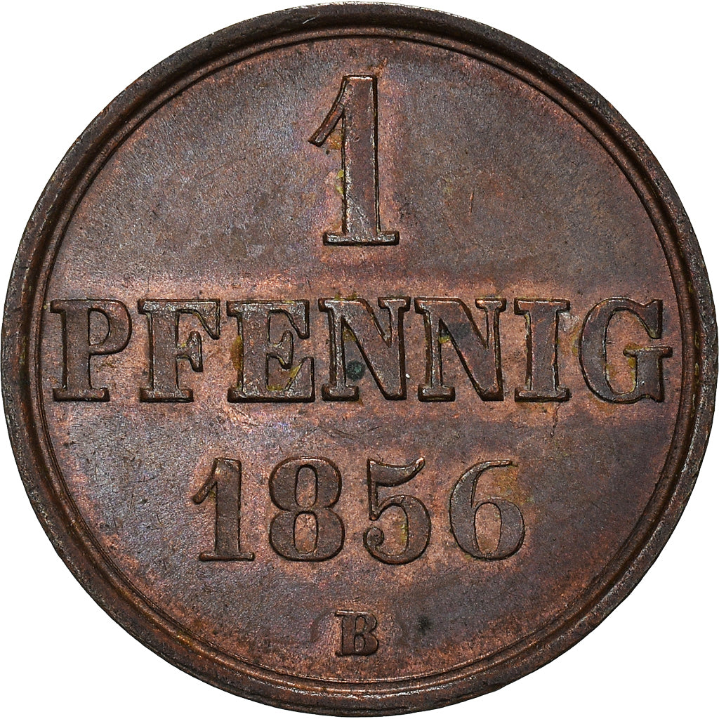 Coin, German States, HANNOVER, Georg V, Pfennig, 1856, AU(55-58), Copper, KM:221