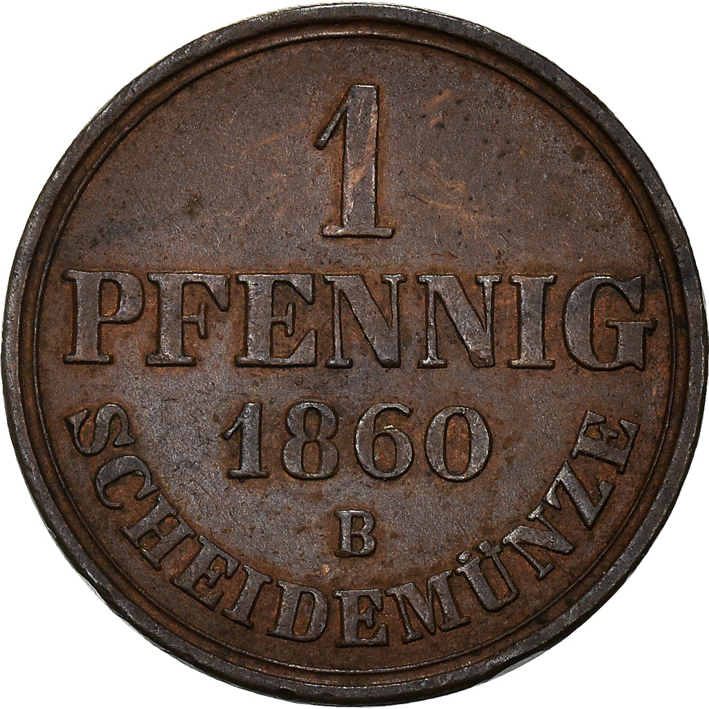 Coin, German States, HANNOVER, Georg V, Pfennig, 1860, AU(55-58), Copper, KM:233