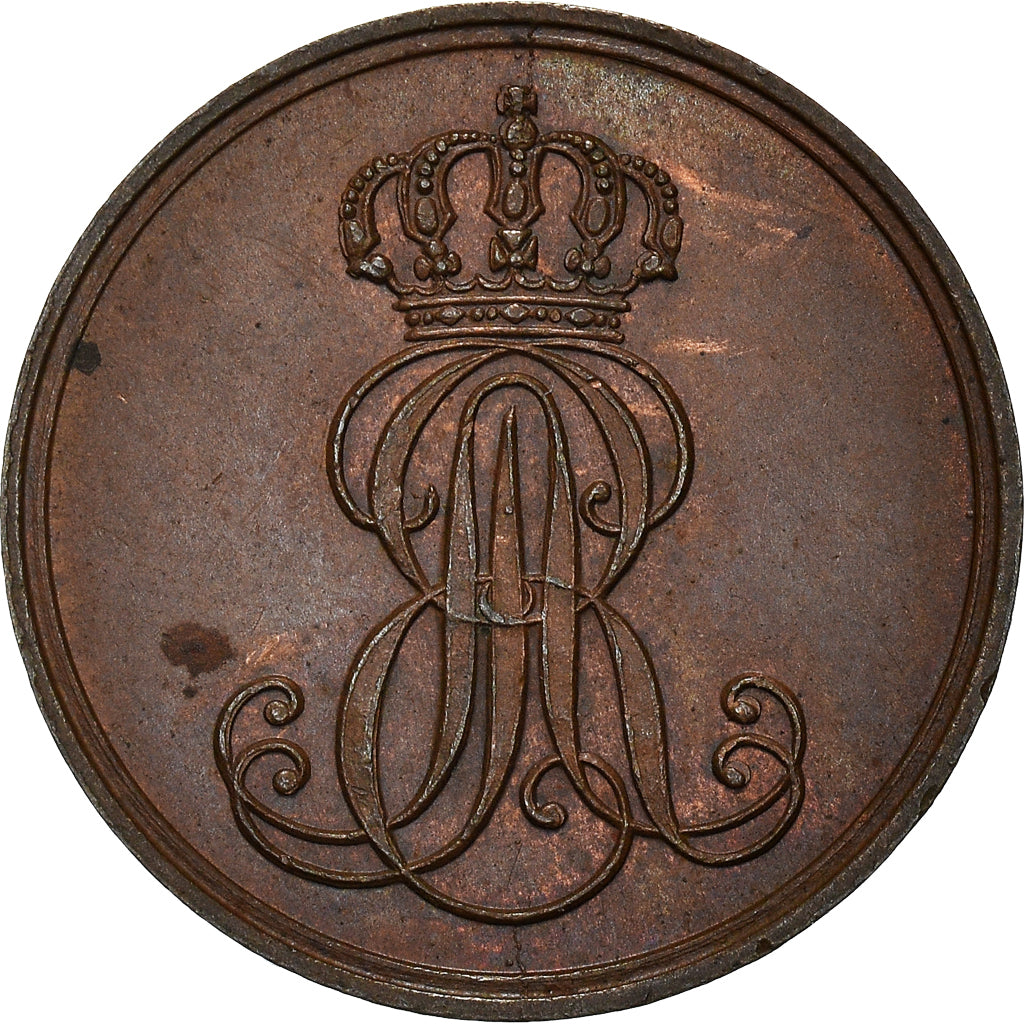 Coin, German States, HANNOVER, Ernst August, Pfennig, 1846, MS(60-62), Copper