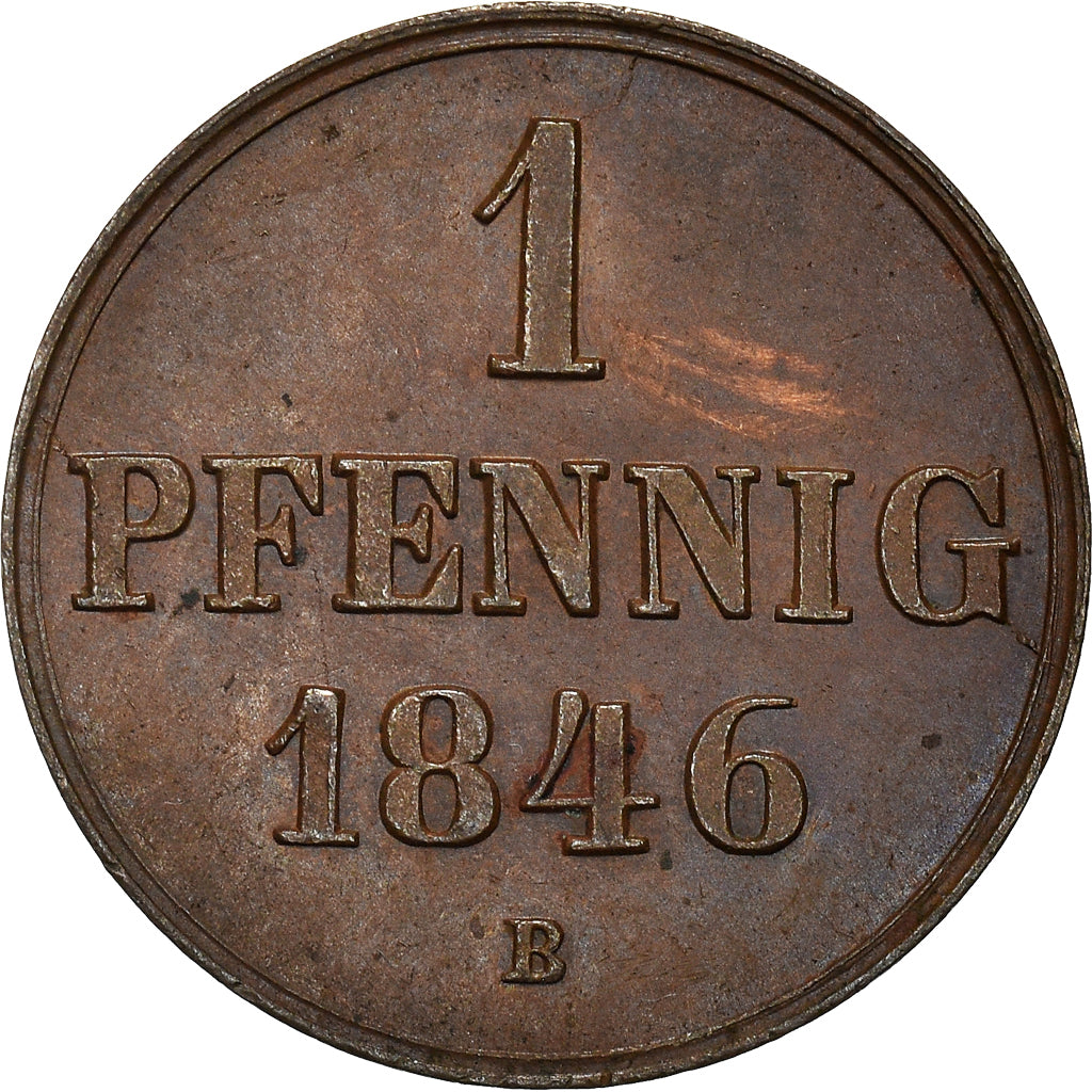 Coin, German States, HANNOVER, Ernst August, Pfennig, 1846, MS(60-62), Copper