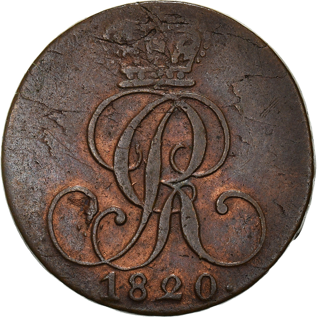 Moneta, Stati tedeschi, HANNOVER, George III, Pfennig, 1820, BB, Rame, KM:104