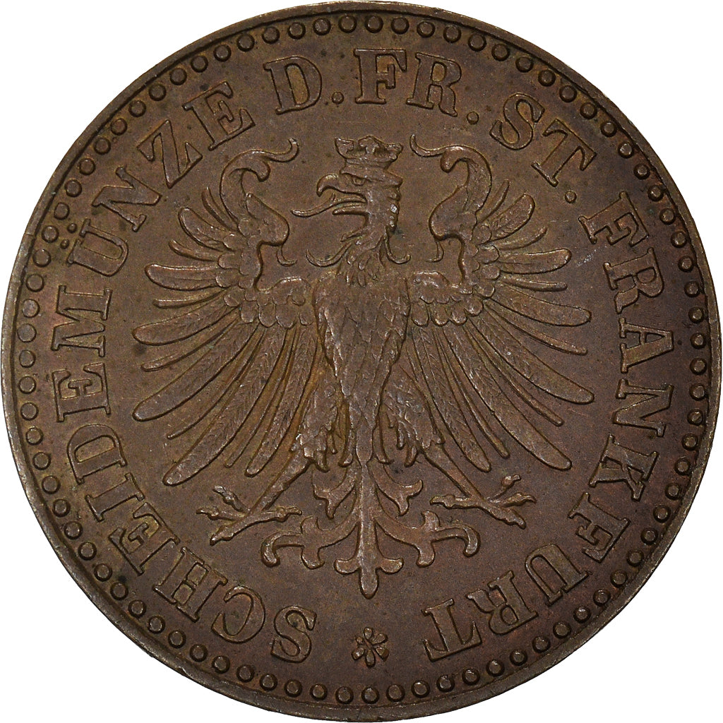 Monnaie, Etats allemands, FRANKFURT AM MAIN, Heller, 1864, TTB+, Cuivre, KM:356