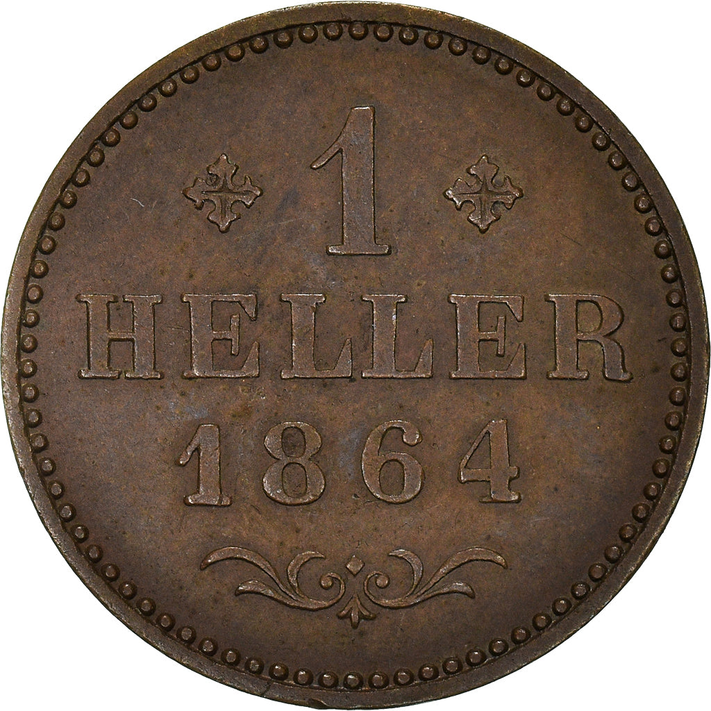 Monnaie, Etats allemands, FRANKFURT AM MAIN, Heller, 1864, TTB+, Cuivre, KM:356