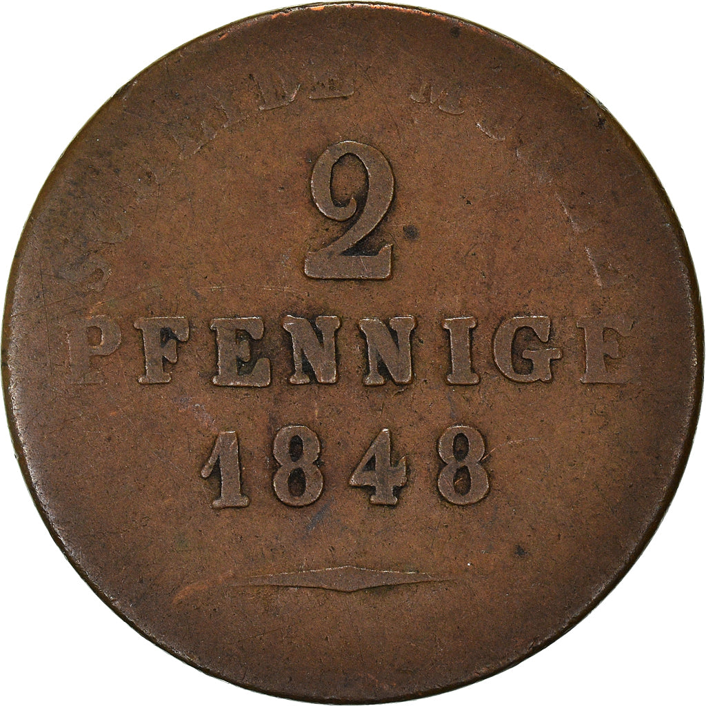 Coin, German States, BIRKENFELD, Paul Friedrich August, 2 Pfennige, 1848