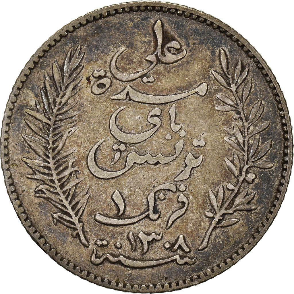 Coin, Tunisia, Ali Bey, Franc, 1891, Paris, EF(40-45), Silver, KM:224