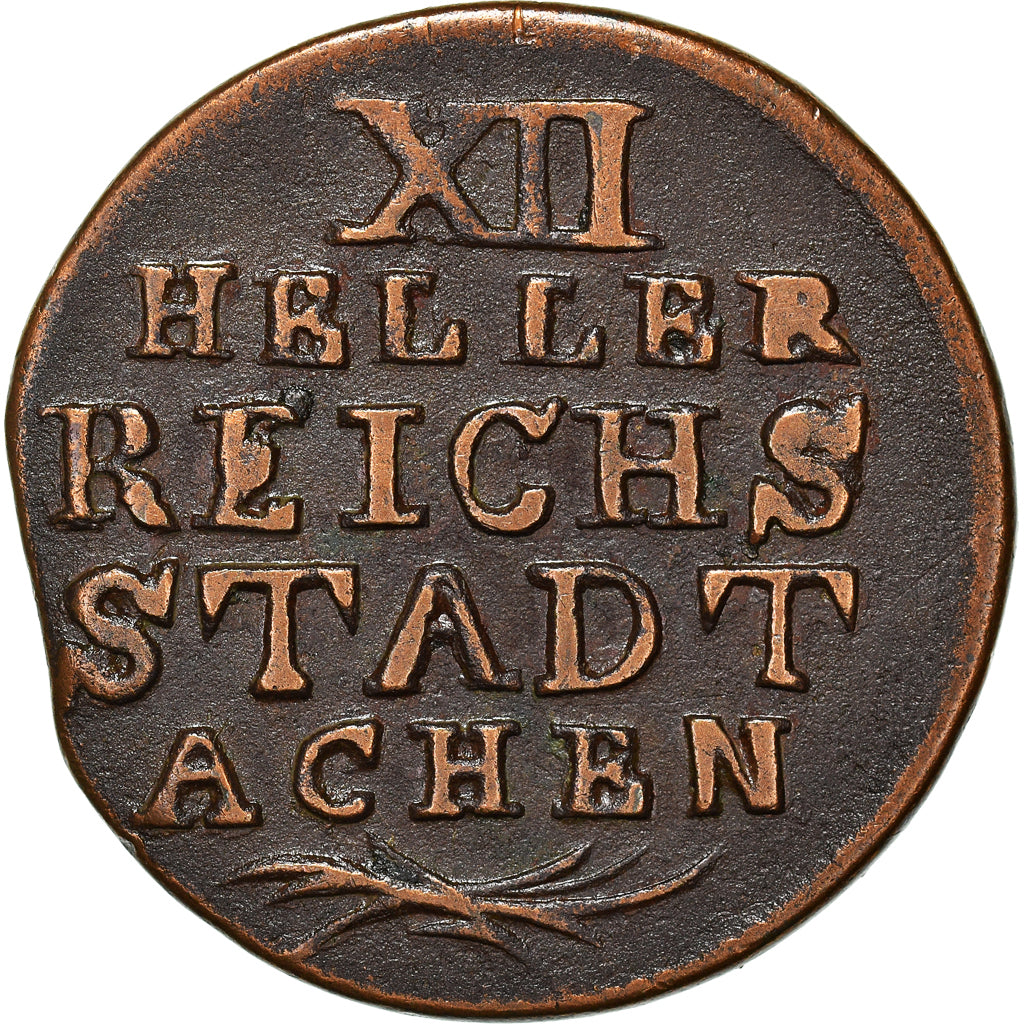 Coin, German States, AACHEN, 12 Heller, 1792, VF(30-35), Copper, KM:51