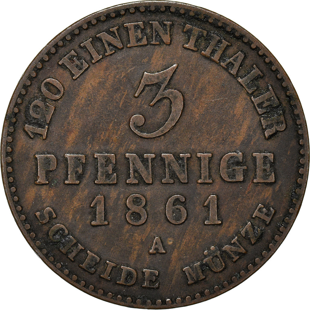 Coin, German States, ANHALT-BERNBURG, Alexander Carl, 3 Pfennige, 1861