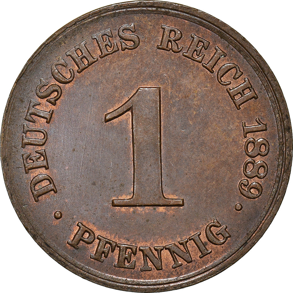 Coin, GERMANY - EMPIRE, Wilhelm I, Pfennig, 1889, Munich, MS(60-62), Copper