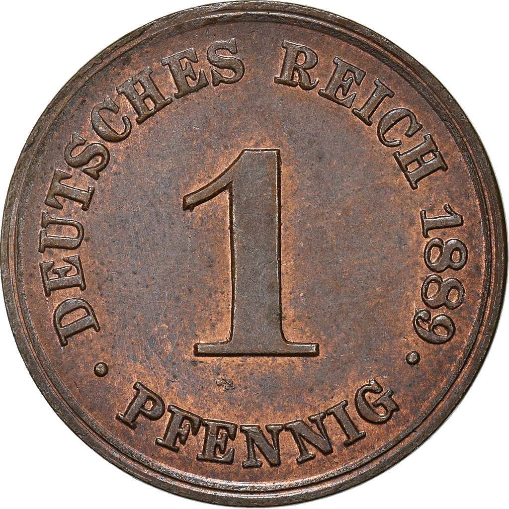 Coin, GERMANY - EMPIRE, Wilhelm I, Pfennig, 1889, Munich, MS(60-62), Copper