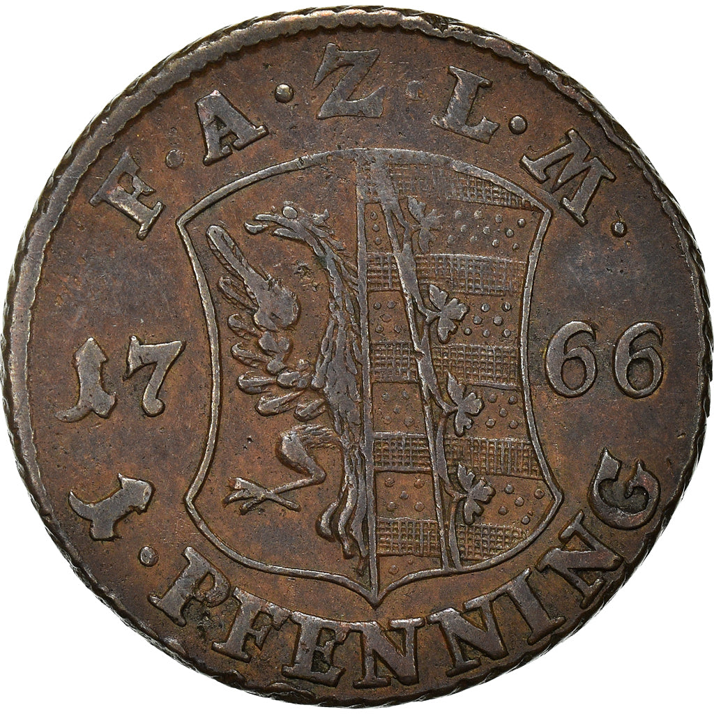 Moneta, Stati tedeschi, ANHALT-ZERBST, Friedrich August, Pfenning, 1766, BB