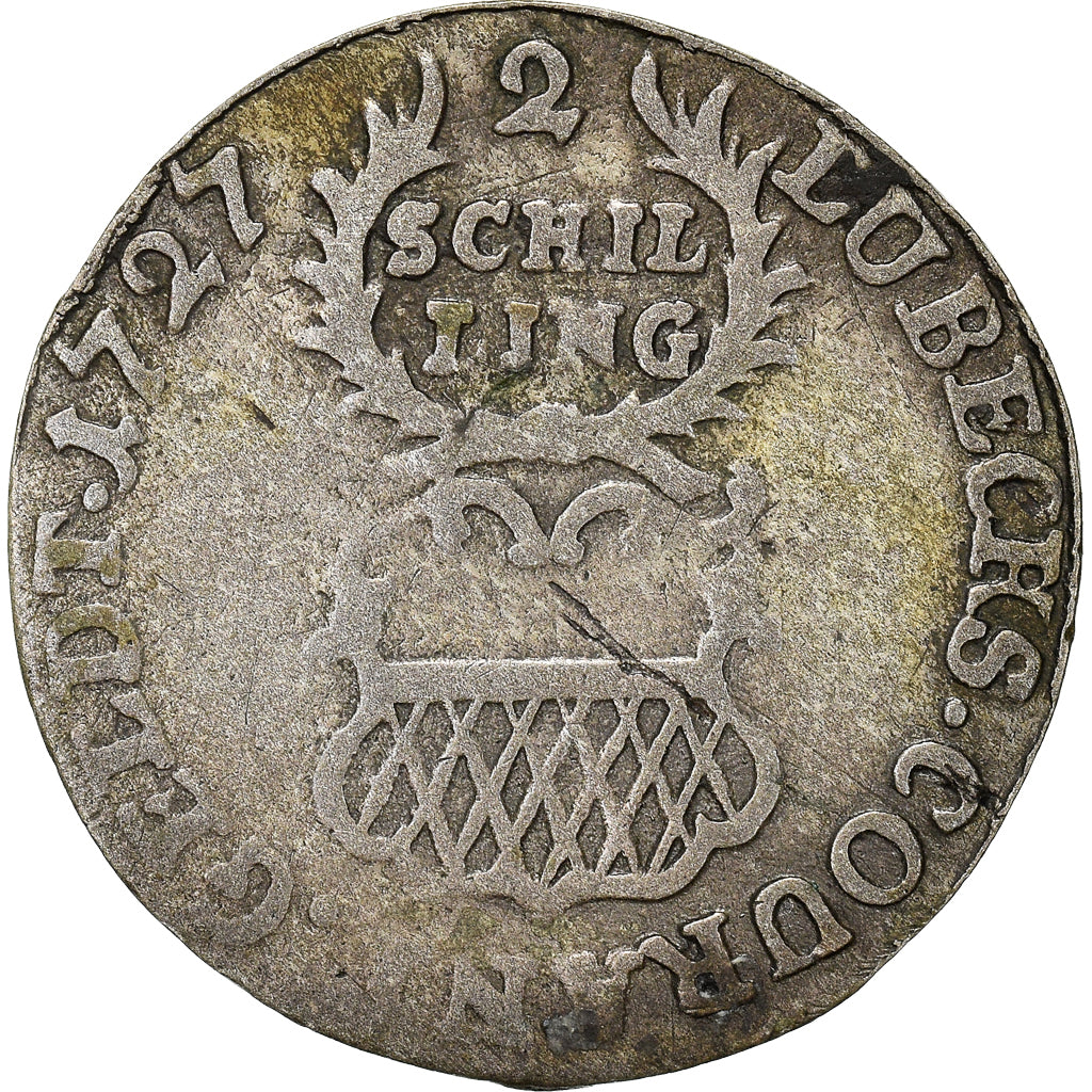 Münze, Deutsch Staaten, LUBECK, 2 Schilling, 1727, S, Silber, KM:142