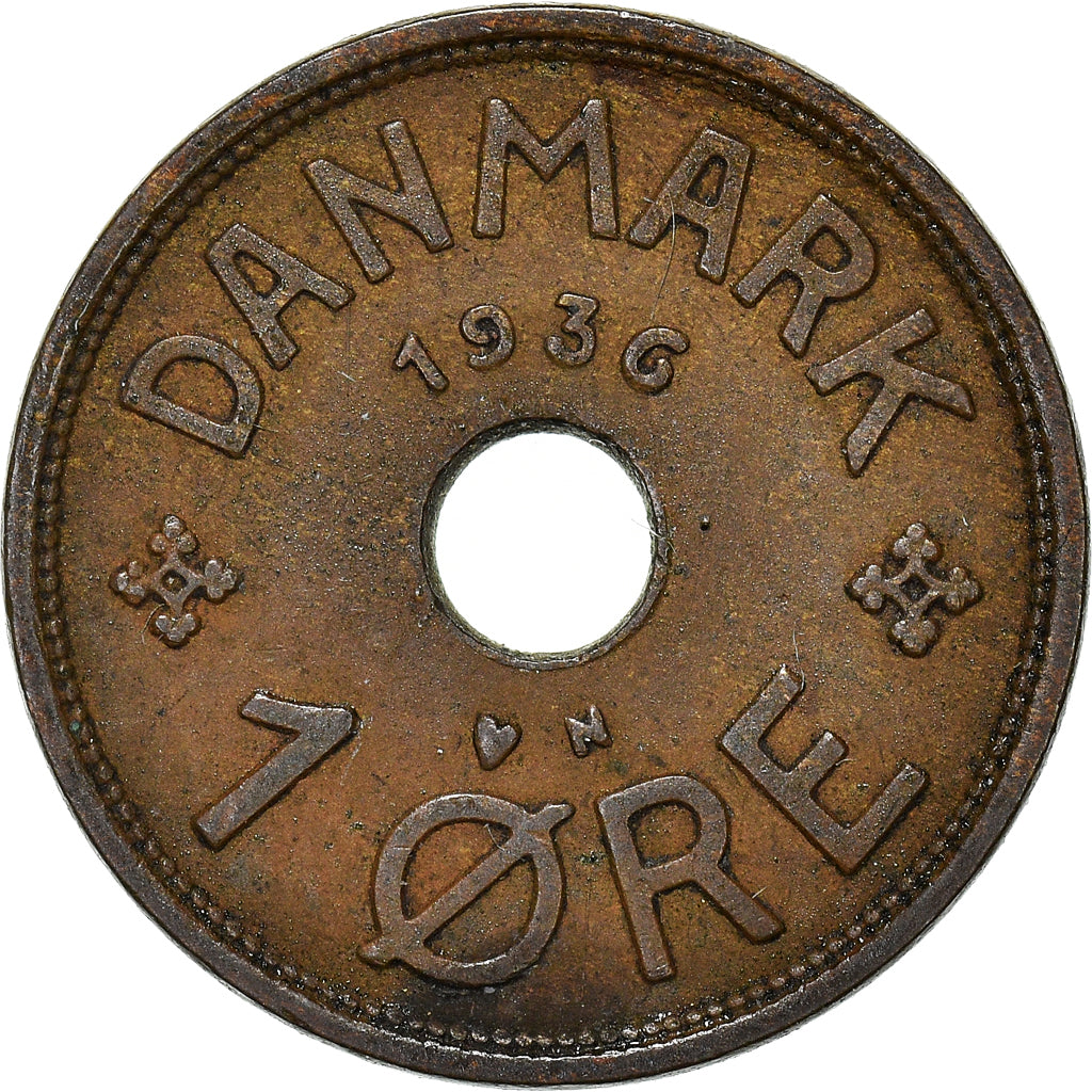 Münze, Dänemark, Christian X, Ore, 1936, Copenhagen, SS, Bronze, KM:826.2