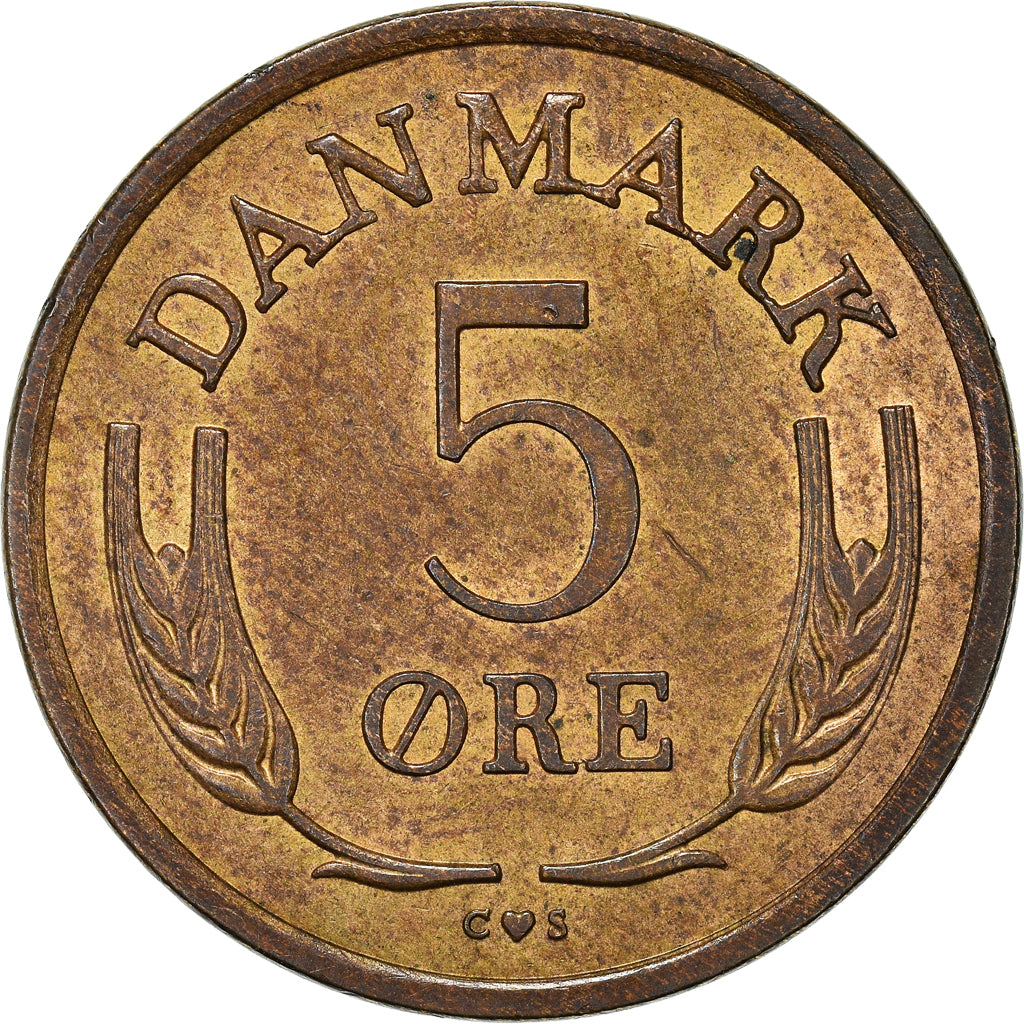 Coin, Denmark, Frederik IX, 5 Öre, 1960, Copenhagen, MS(60-62), Bronze
