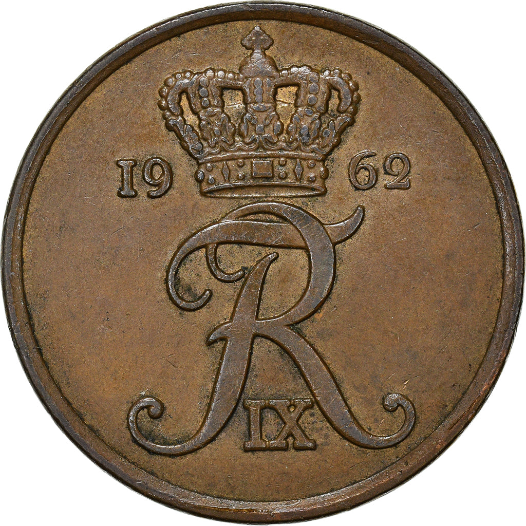 Coin, Denmark, Frederik IX, 5 Öre, 1962, Copenhagen, AU(55-58), Bronze