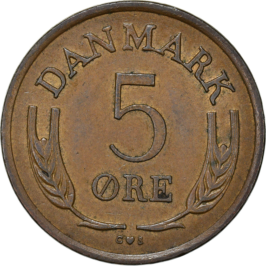 Coin, Denmark, Frederik IX, 5 Öre, 1962, Copenhagen, AU(55-58), Bronze