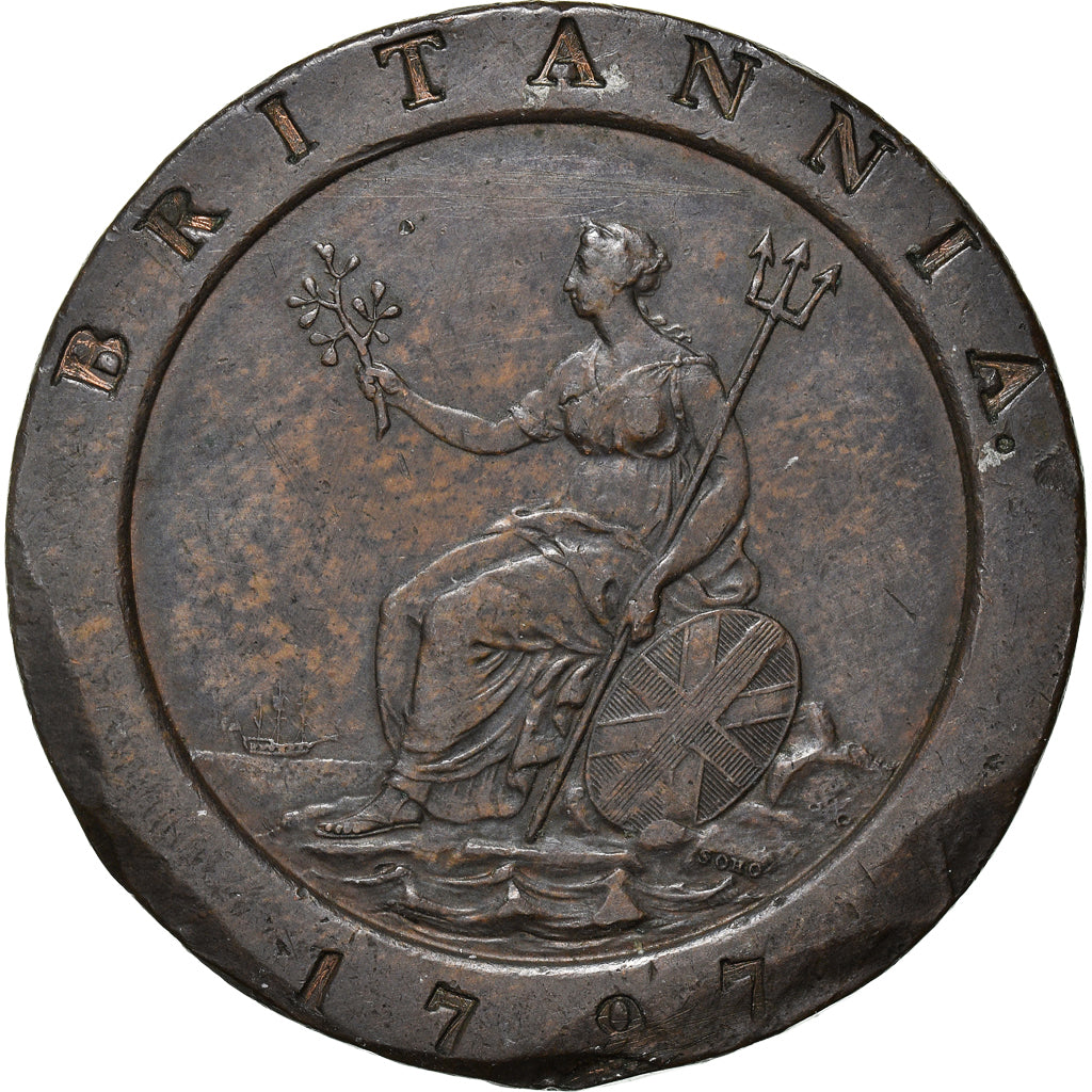 Coin, Great Britain, George III, 2 Pence, 1797, Soho, EF(40-45), Copper, KM:619