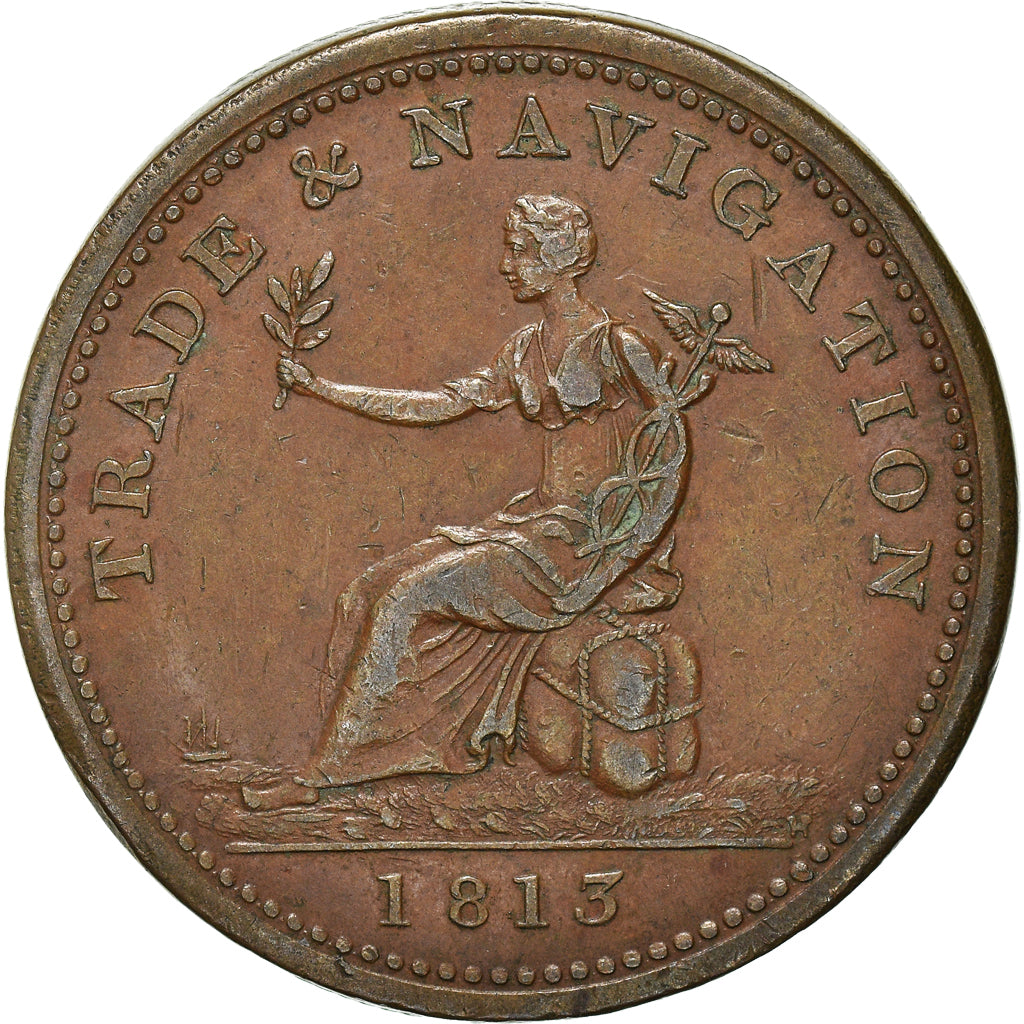 Coin, Canada, Nova Scotia, Trade & Navigation, Penny Token, 1813, AU(50-53)