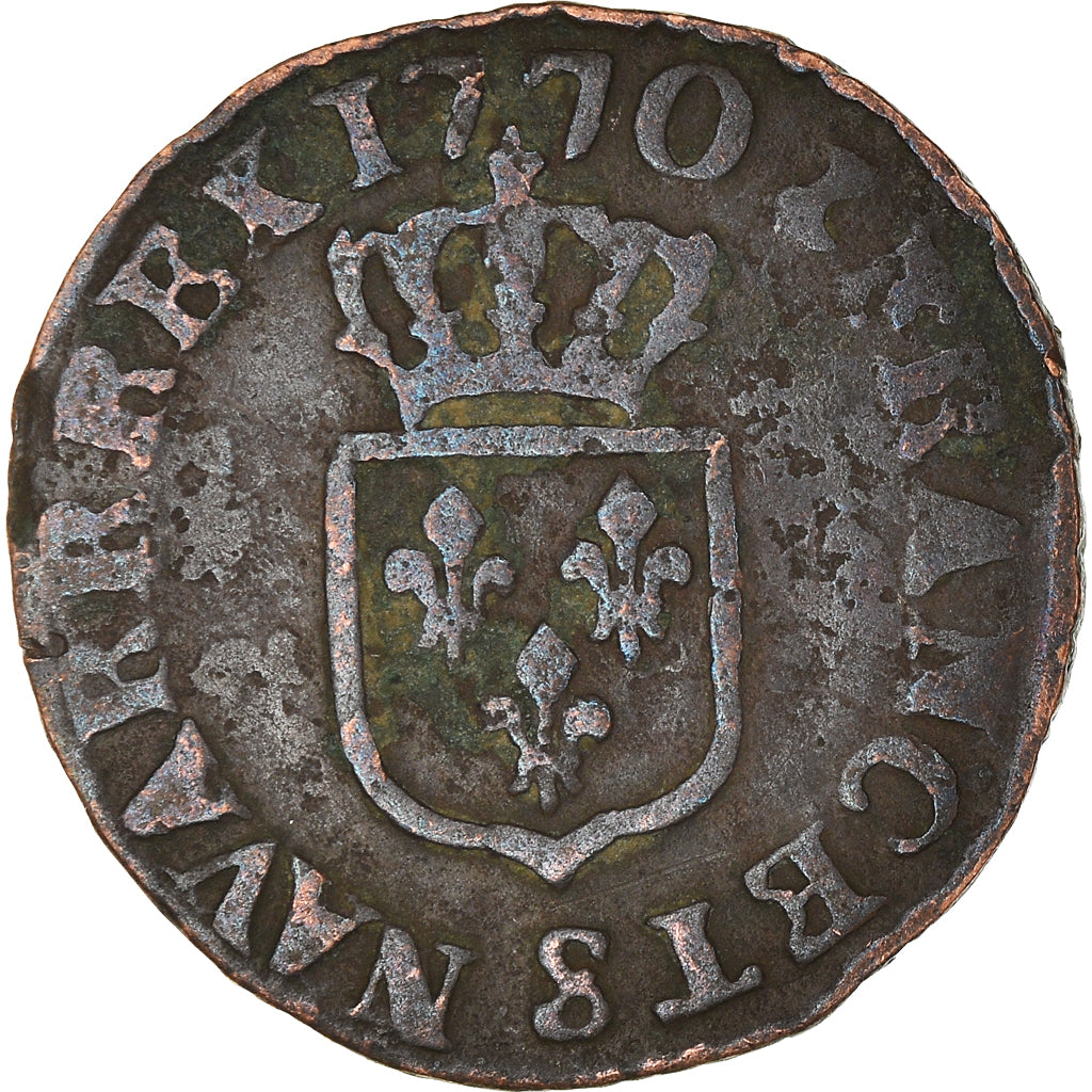 Munten, Frankrijk, Louis XV, Liard, 1770, Reims, ZG, Koper, Gadoury:272