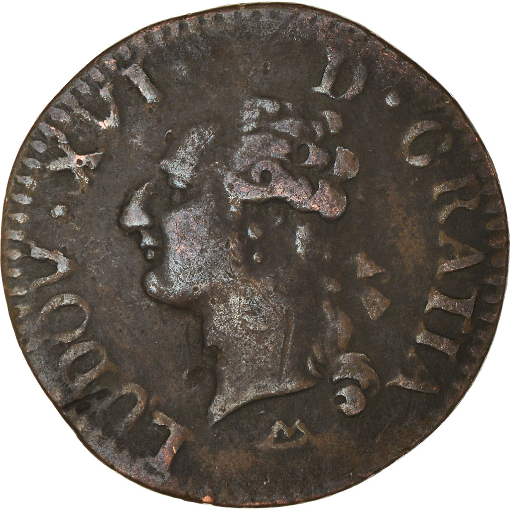 Moeda, França, Louis XVI, Liard, 1789/4, Montpellier, VF(20-25), Cobre
