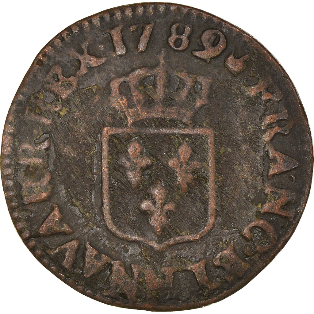 Moeda, França, Louis XVI, Liard, 1789/4, Montpellier, VF(20-25), Cobre