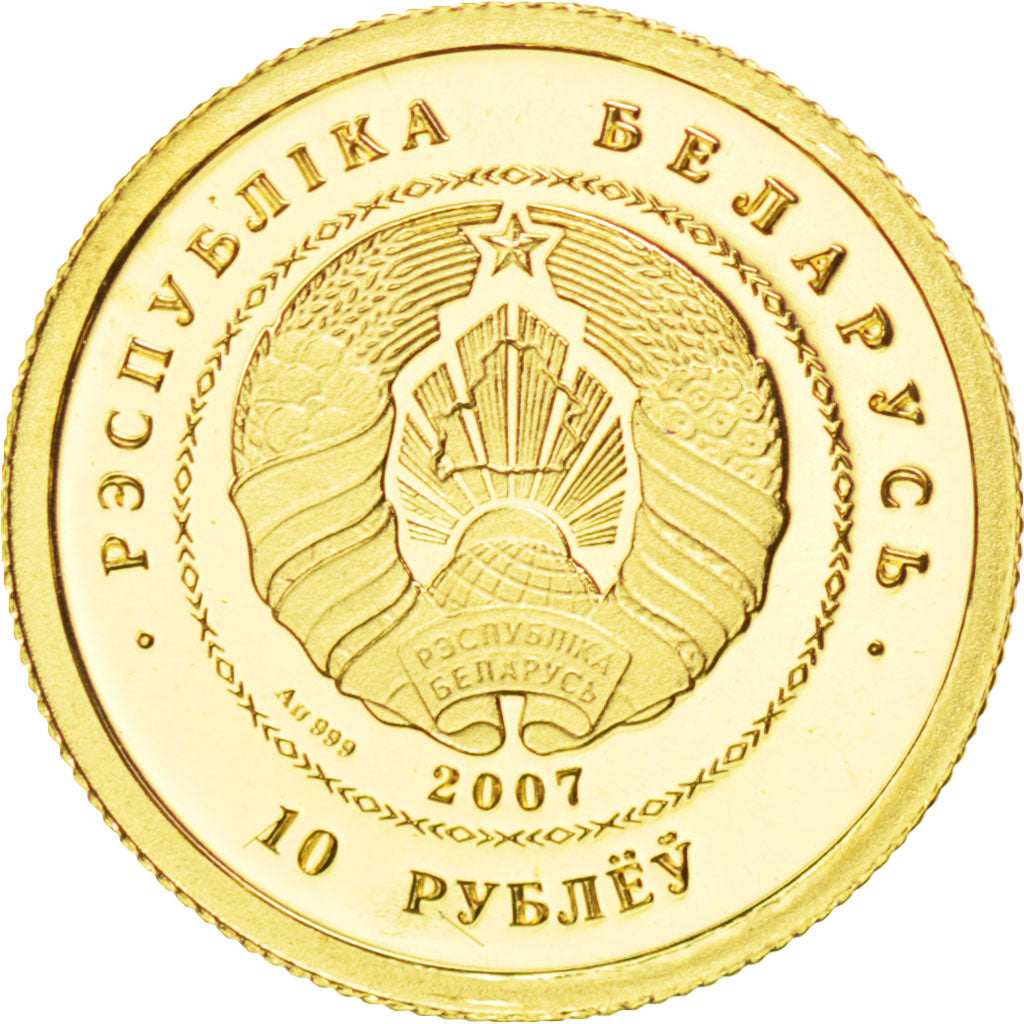 BELARUS, 10 Roubles, 2007, KM #343, MS(65-70), Gold, 13.92, 1.21