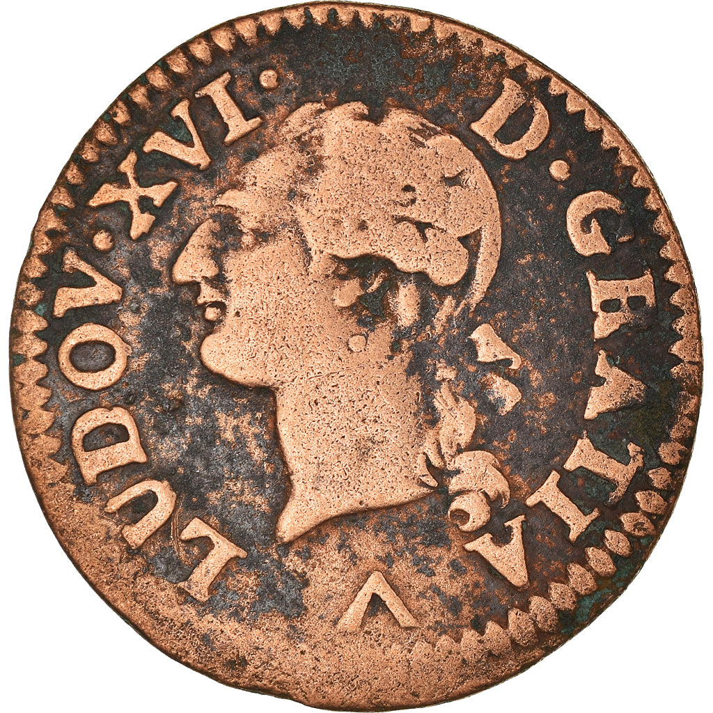 Moneta, Francja, Louis XVI, Liard, 1778, Lille, VF(20-25), Miedź, Gadoury:348