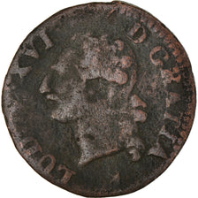 Munten, Frankrijk, Louis XVI, Liard, 1790, Lille, ZG+, Koper, Gadoury:348