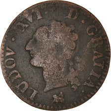 Coin, France, Louis XVI, Liard, 1791, Rouen, F(12-15), Copper, Gadoury:348