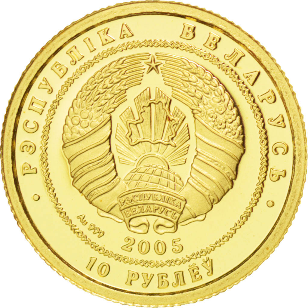 BELARUS, 10 Roubles, 2005, KM #129, MS(65-70), Gold, 13.92, 1.26
