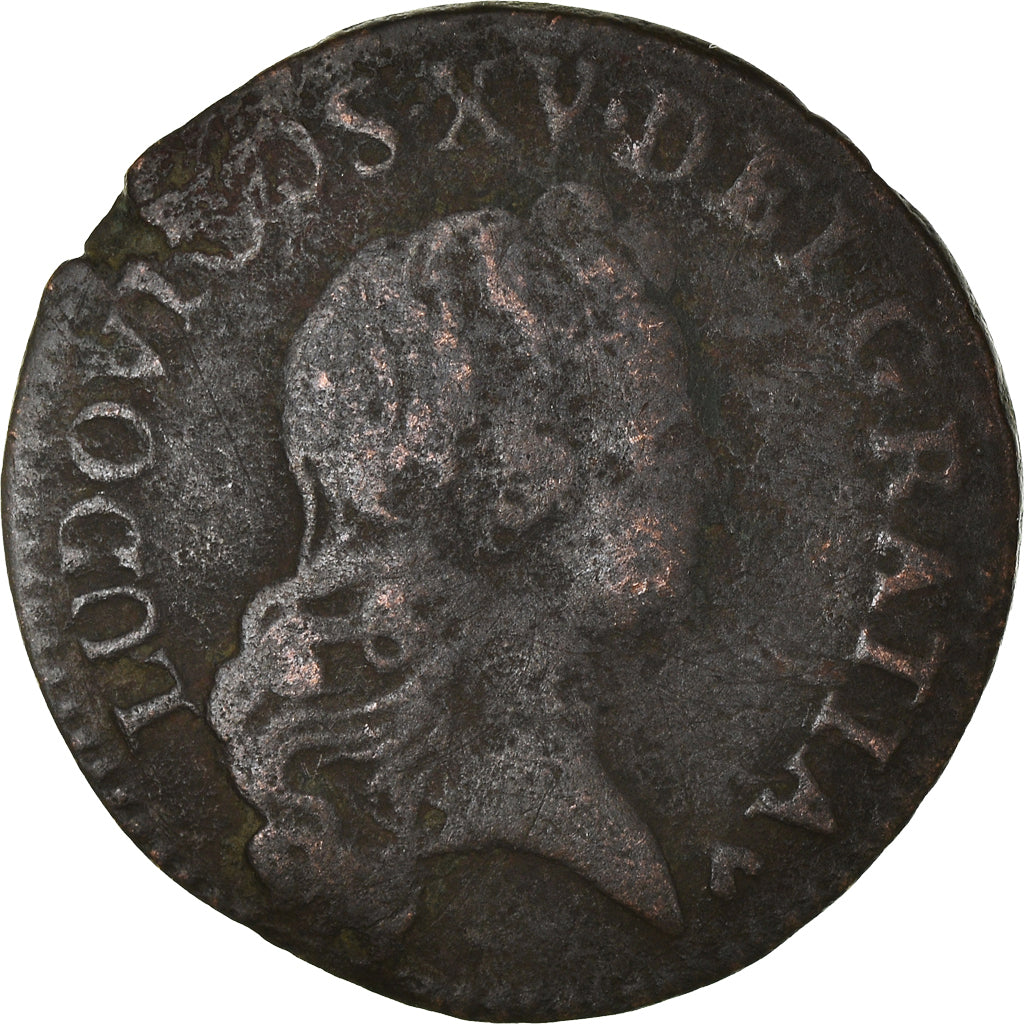 Coin, France, Louis XV, Liard, 1720, Strasbourg, F(12-15), Copper, Gadoury:270