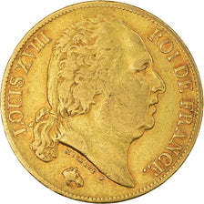 Moneta, Francja, Louis XVIII, 20 Francs, 1824, Paris, EF(40-45), Złoto