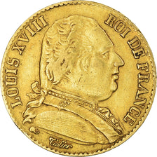 Moneta, Francja, Louis XVIII, 20 Francs, 1815, Paris, VF(30-35), Złoto