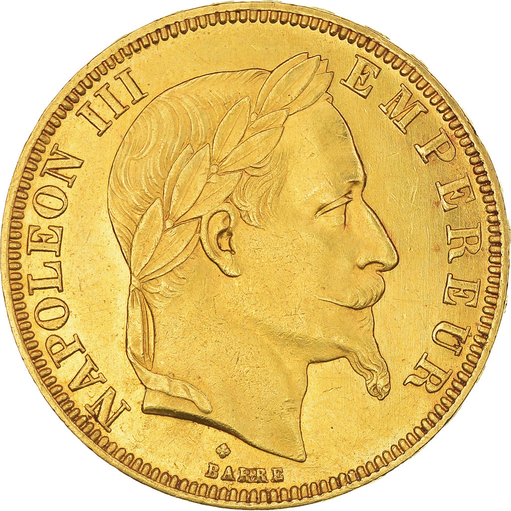 Coin, France, Napoleon III, 50 Francs, 1867, Strasbourg, AU(55-58), Gold