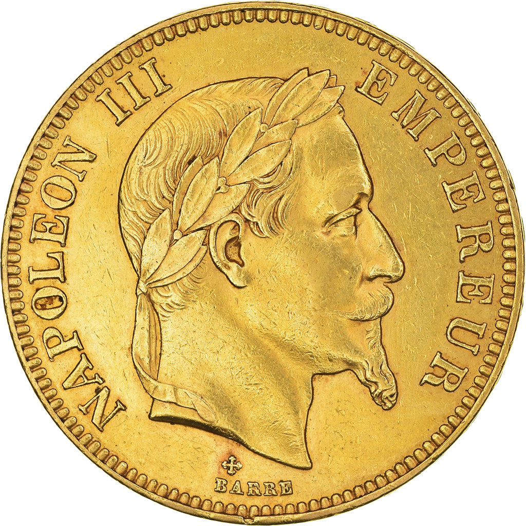 Moneda, Francia, Napoleon III, 100 Francs, 1866, Strasbourg, MBC, Oro