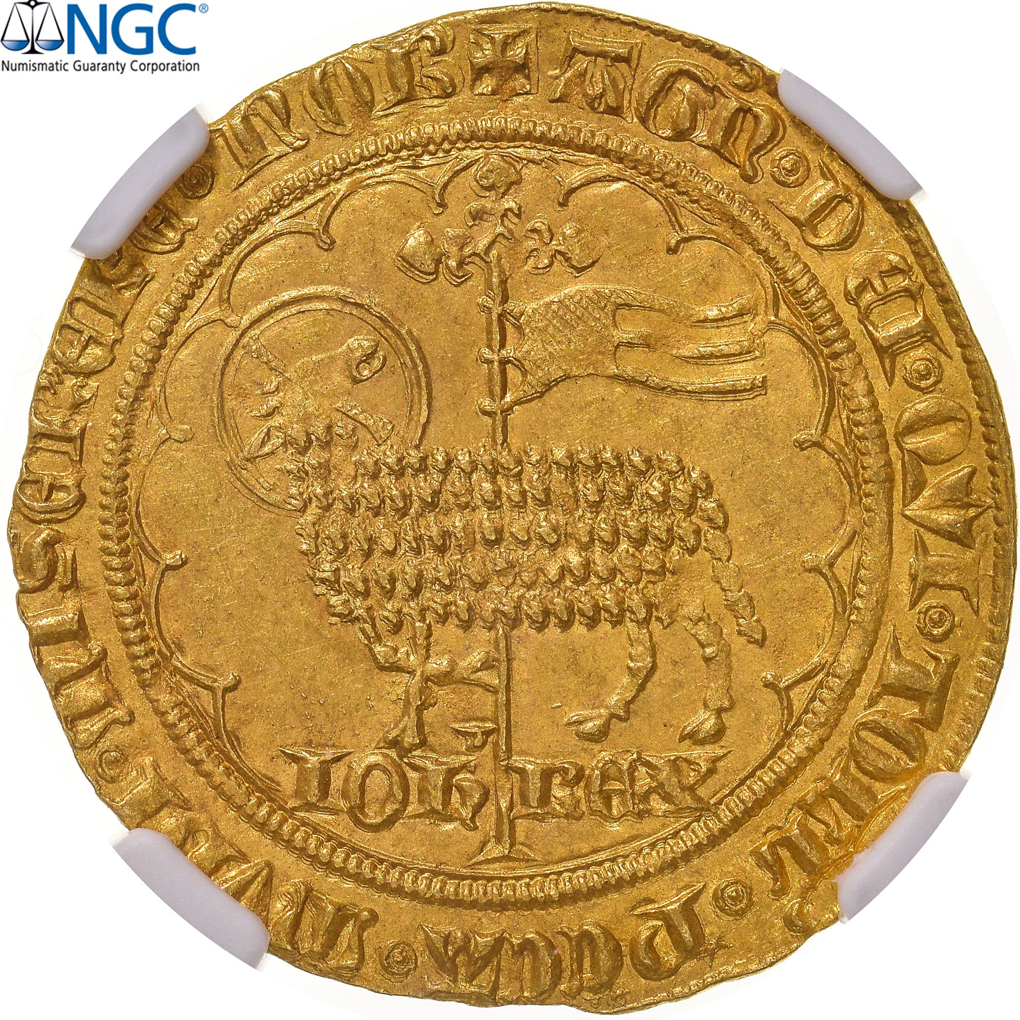 Coin, France, Jean II le Bon, Mouton d'or, 1355, Pontivy's Hoard, NGC, MS63