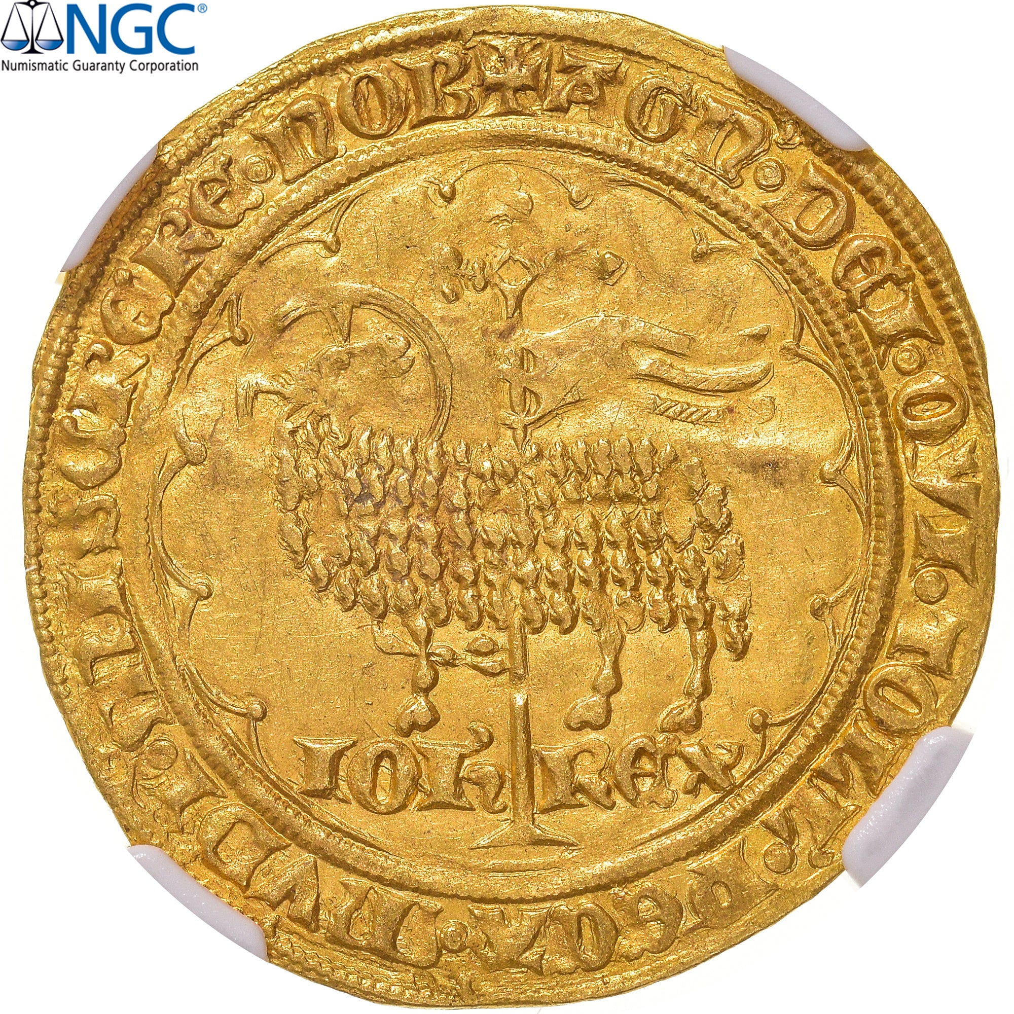France, Jean II le Bon, Mouton d'or, 1355, Trésor de Pontivy, Or, NGC, SUP