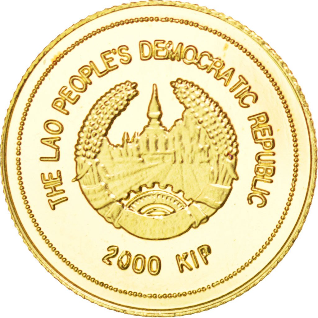LAO, 2000 Kip, 1998, KM #68, MS(65-70), Gold, 1.24