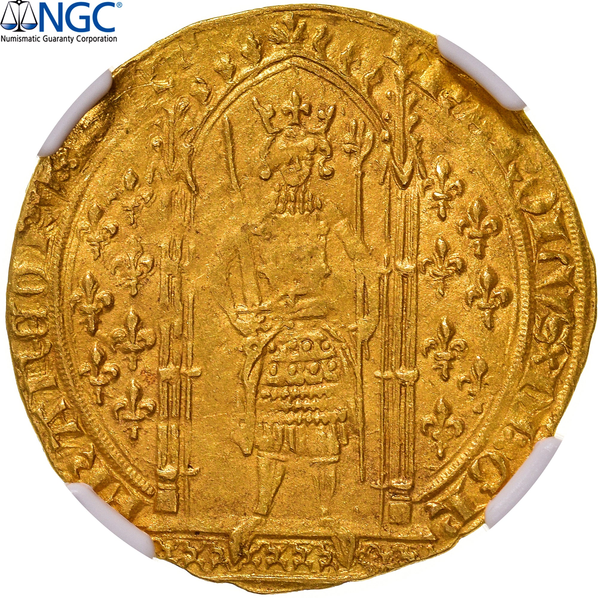 Moneda, Francia, Charles V, Franc à pied, 1365, Pontivy's Hoard, NGC, MS62