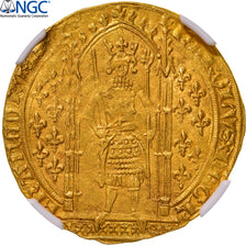 Moneda, Francia, Charles V, Franc à pied, 1365, Pontivy's Hoard, NGC, MS62