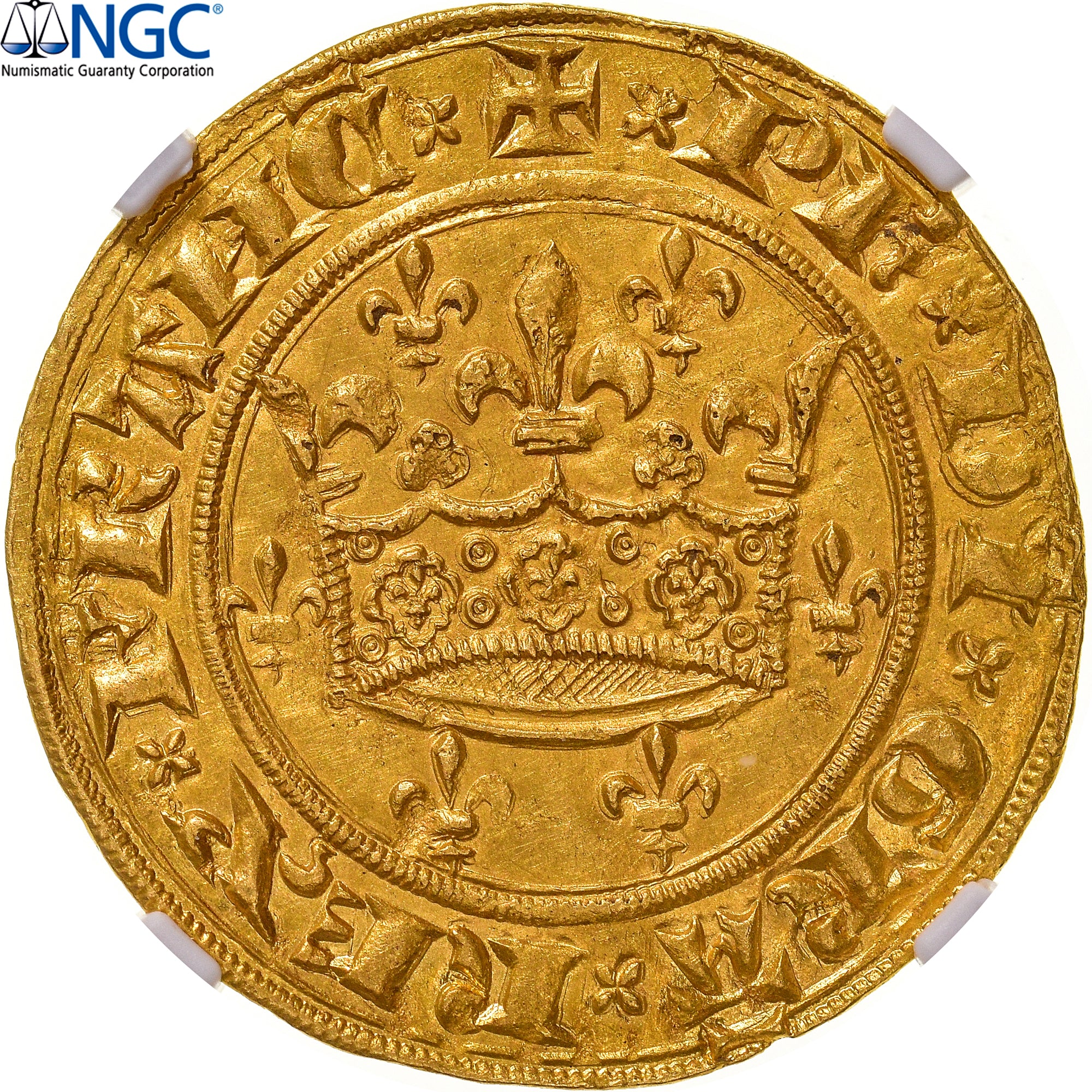 Moneda, Francia, Philippe VI, Couronne D'or, 1340, Pontivy's Hoard, NGC, MS65