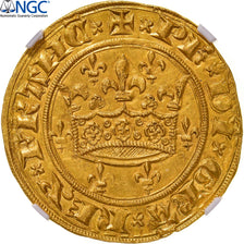 Moneda, Francia, Philippe VI, Couronne D'or, 1340, Pontivy's Hoard, NGC, MS65