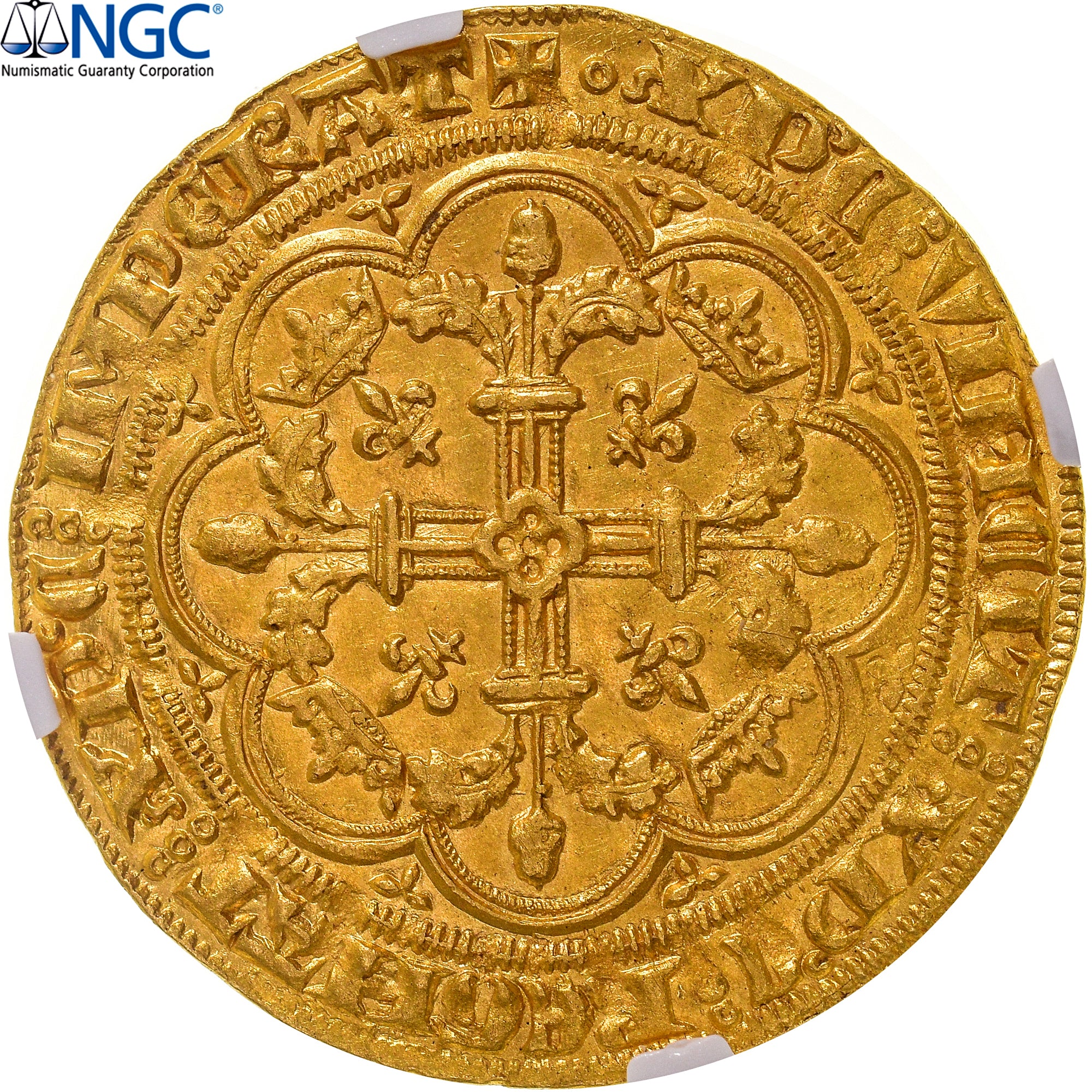 Moneda, Francia, Philippe VI, Couronne D'or, 1340, Pontivy's Hoard, NGC, MS65