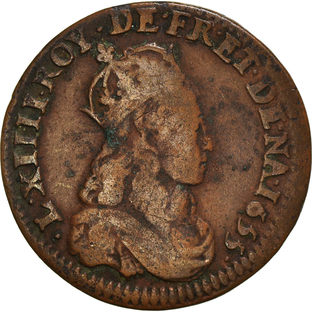 Monnaie, France, Louis XIV, Liard de France, 1655, Vimy, TB, Cuivre, C2G:56