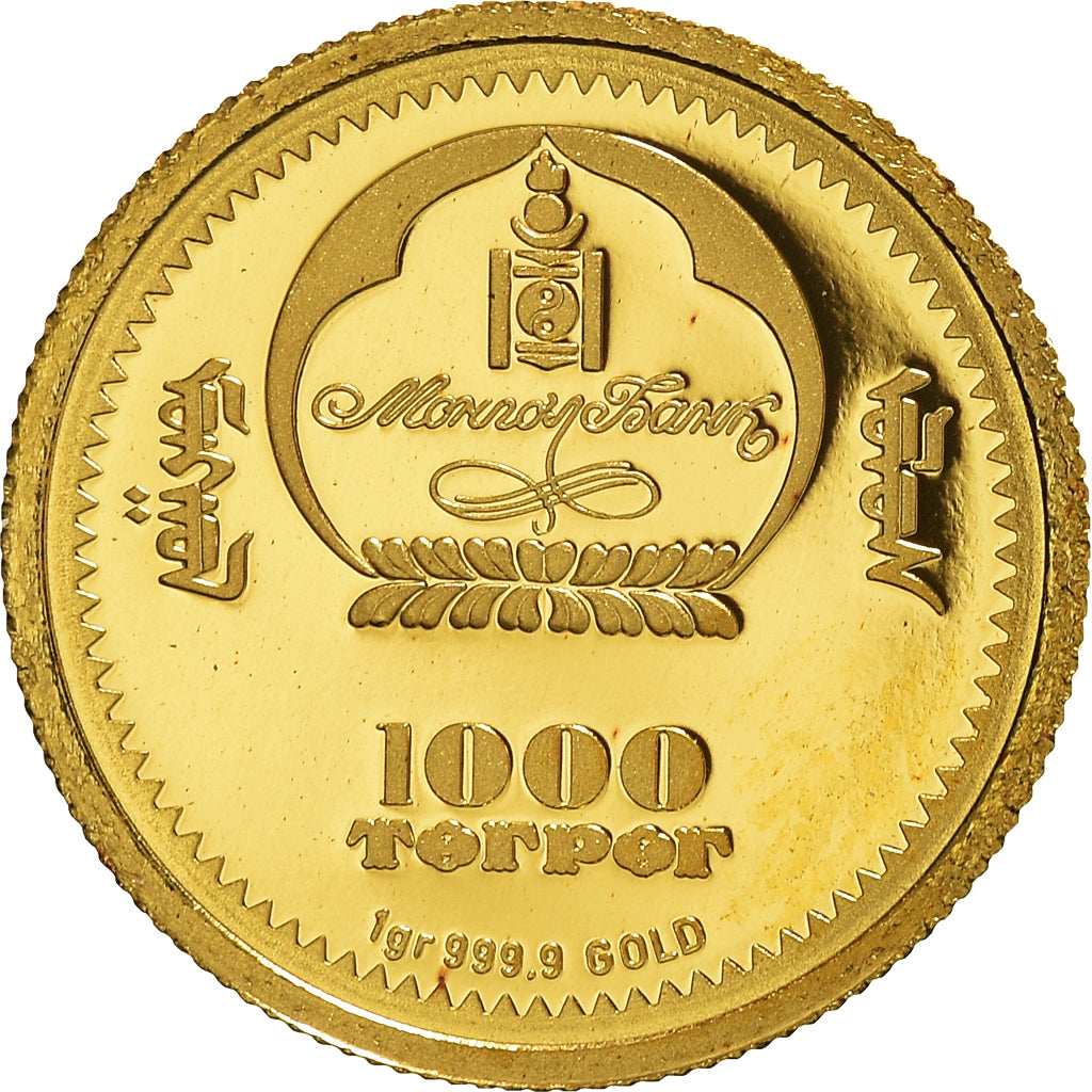 Coin, Mongolia, Colisée, 1000 Tugrik, 2008, MS(65-70), Gold