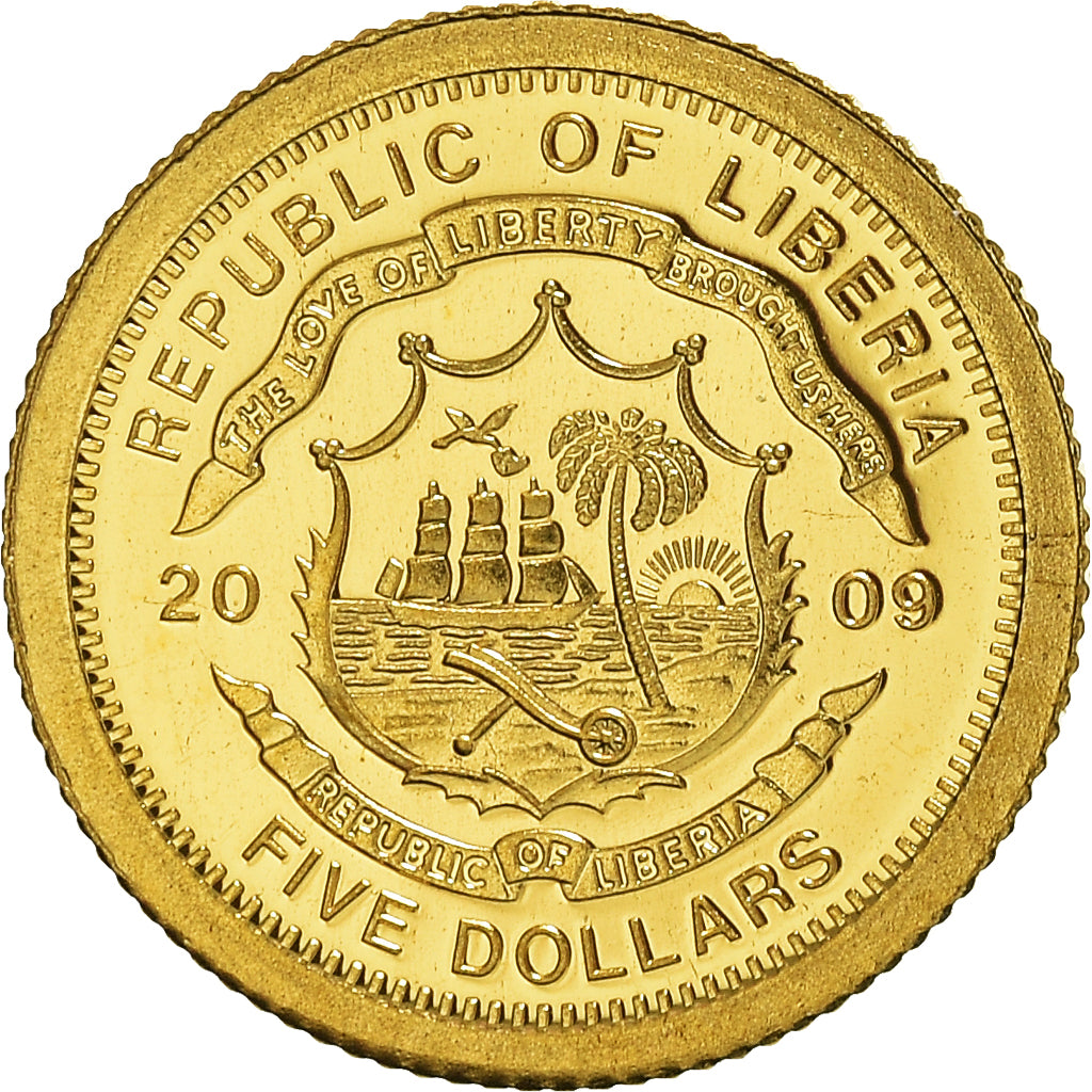 Coin, Liberia, Barack Obama, 5 Dollars, 2009, MS(65-70), Gold