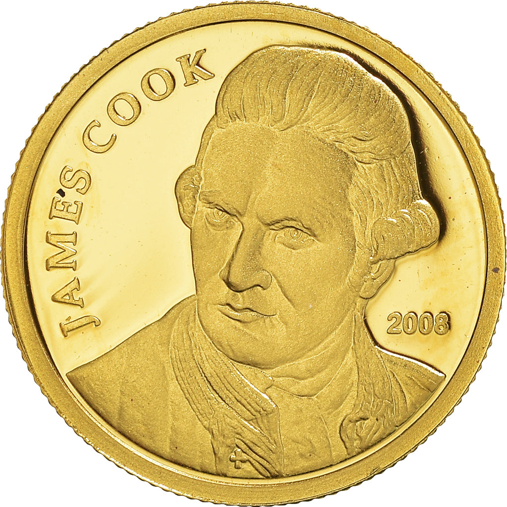 Monnaie, Îles Cook, Elizabeth II, James Cook, 10 Dollars, 2008, 1/25 Once, FDC
