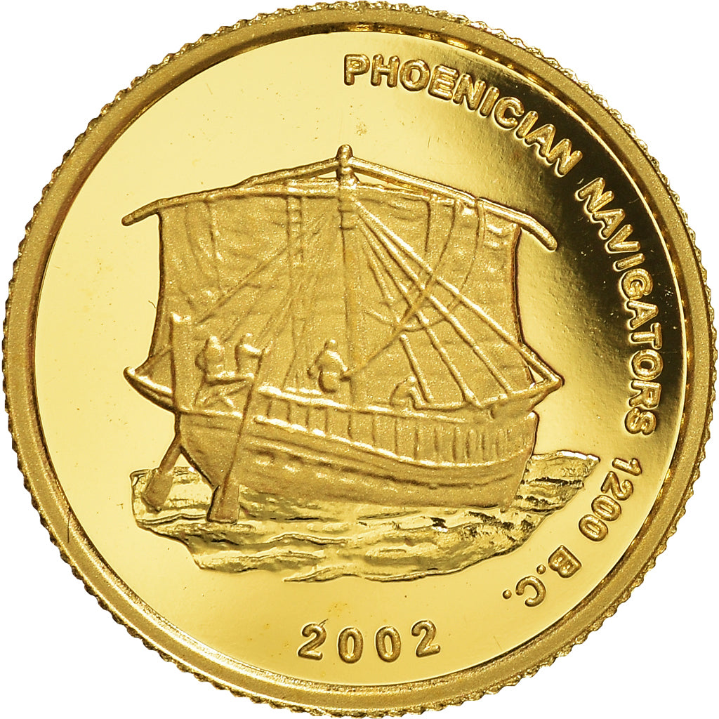Monnaie, Ghana, Phoenician Navigators, 500 Sika, 2002, 1/25 Once, FDC, Or