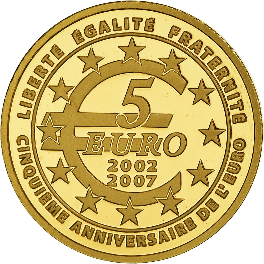 Frankreich, Semeuse, 5 Euro, 2007, BE, STGL, Gold, KM:1525