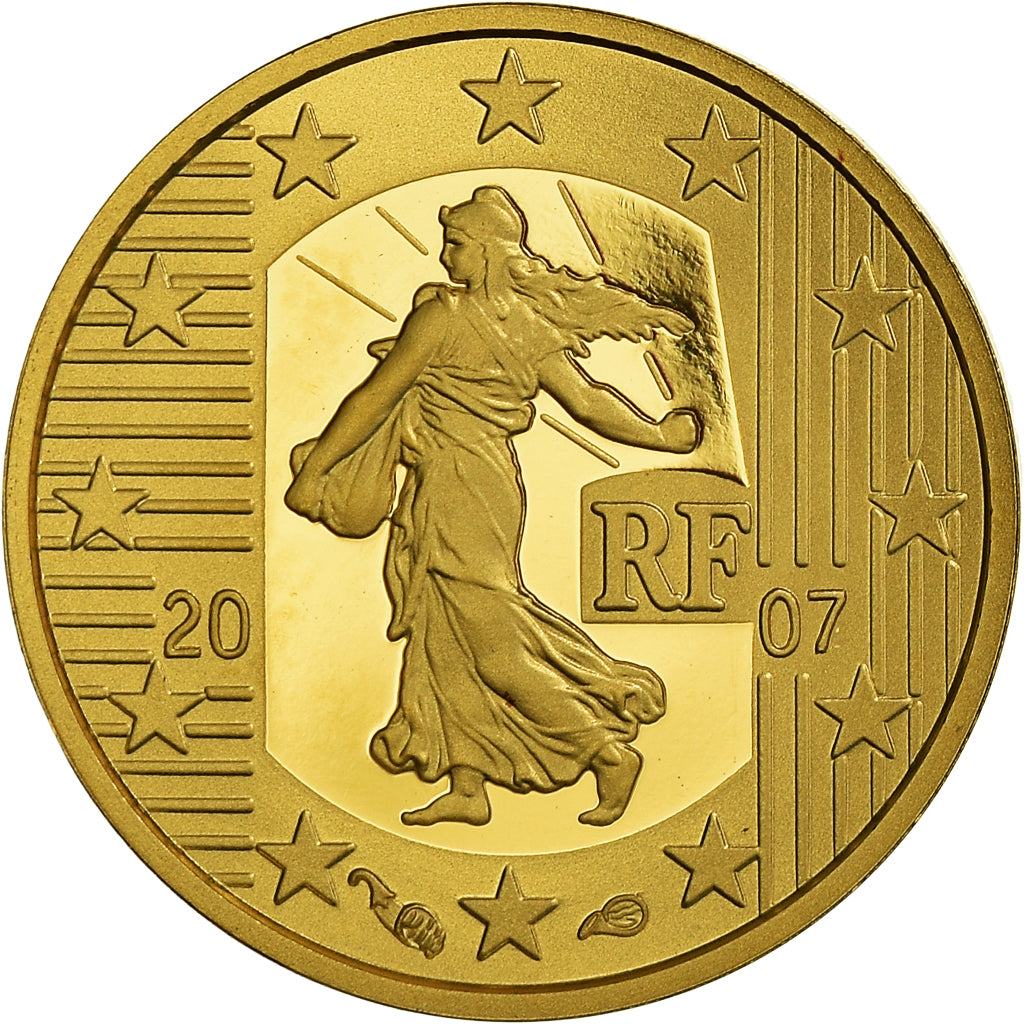 Frankreich, Semeuse, 5 Euro, 2007, BE, STGL, Gold, KM:1525